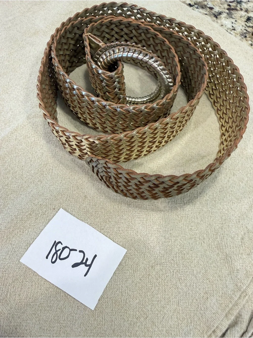 J. Crew metallic gold braided leather belt retro 70s S/M